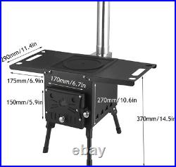 Outdoor Wood Stove with 3 Interlocking Stove Pipes for Home Camping Tent Cooking