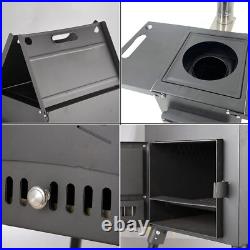 Outdoor Wood Stove with 3 Interlocking Stove Pipes for Home Camping Tent Cooking