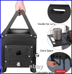 Outdoor Wood Stove with 3 Interlocking Stove Pipes for Home Camping Tent Cooking