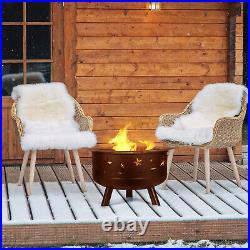 Outdoors Wood Burning Round Fire Pit Barbecue Pit BBQ Stove Backyard withCover