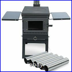 PMNY Wood Burning Stove Hot Tent Stove Kit with Chimney Pipes Side Racks and