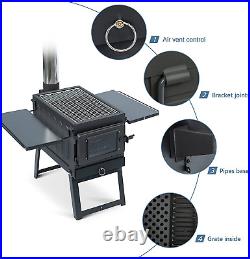 PMNY Wood Burning Stove, Hot Tent Stove Kit with Chimney Pipes, Side Racks and V