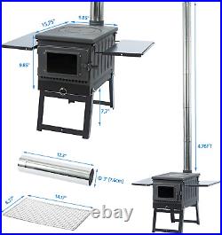 PMNY Wood Burning Stove, Hot Tent Stove Kit with Chimney Pipes, Side Racks and V