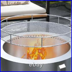 Portable 19 Wood Burning Firepit with Cooking Grill, Low Smoke Camping Bonfi