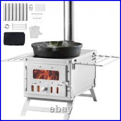 Portable 80 Inch Stainless Steel Wood Burning Camping Stove with Chimney Pipes Portable 80 Inch Stainless Steel Wood Burning Camping Stove with Chimney Pipes