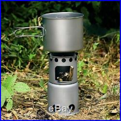 Portable BBQ Grill Camping Stove Outdoor Barbecue Wood Burning Stove Titanium