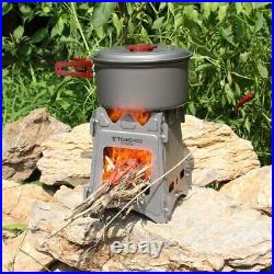 Portable Backpacking Camping Outdoor Titanium Wood Burning Stove Furnace