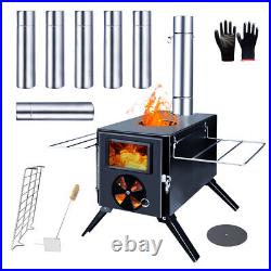 Portable Camping Stove Wood Burning Outdoor Camp Tent Stove Titanium Surface, US Portable Camping Stove Wood Burning Outdoor Camp Tent Stove Titanium Surface, US