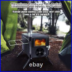 Portable Camping Stove Wood Burning Outdoor Camp Tent Stove Titanium Surface, US Portable Camping Stove Wood Burning Outdoor Camp Tent Stove Titanium Surface, US