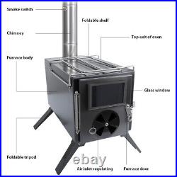 Portable Camping Stove Wood Burning Outdoor Camp Tent Stove Titanium Surface, US Portable Camping Stove Wood Burning Outdoor Camp Tent Stove Titanium Surface, US