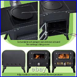 Portable Camping Stove Wood Burning Outdoor Camp Tent Stove With Chimney Black