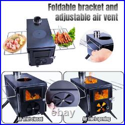 Portable Camping Tent Stove Outdoor Wood Burning Stove with Chimney Pipes M3F9