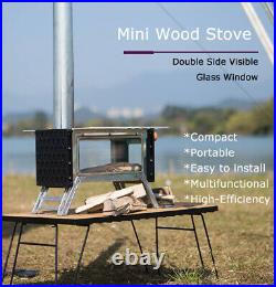 Portable Camping Tent Wood Burning Stove Ultralight Wood Stove with Chimney Pipes