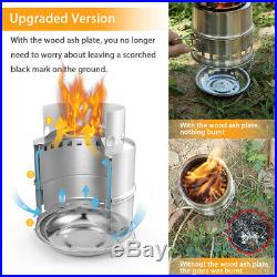 Portable Camping Wood Burning Stove Outdoor Cooking Bu-rner withFold Handle A8U3