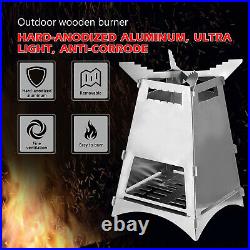 Portable Camping Wood Burning Stove Outdoor Folding Picnic Cooking Bur ner F7Q8