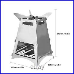 Portable Camping Wood Burning Stove Outdoor Folding Picnic Cooking Bur ner R2D3
