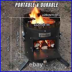 Portable Camping Wood Stove Outdoor Cooking BBQ Picnic Stove Garden Fire Pit