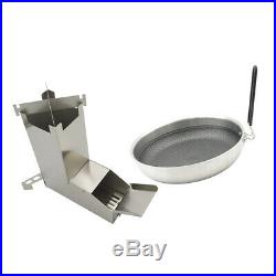 Portable Foldable Wood Burning Camping Rocket Stove with Pan 26cm for Hiking