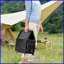 Portable Foldable Wood Burning Stove Camp Tent Stove with Chimney Pipe for RJ