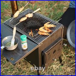 Portable Foldable Wood Burning Stove Camp Tent Stove with Chimney Pipe for RJ