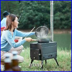 Portable Foldable Wood Burning Stove Camp Tent Stove with Chimney Pipe for Sq