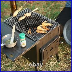 Portable Foldable Wood Burning Stove Camp Tent Stove with Chimney Pipe for Sq