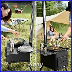 Portable Foldable Wood Burning Stove Camp Tent Stove with Chimney Pipe for Tc
