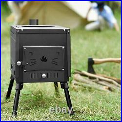 Portable Foldable Wood Burning Stove Camp Tent Stove with Chimney Pipe for Tent