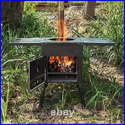 Portable Foldable Wood Burning Stove Camp Tent Stove with Chimney Pipe for Wz