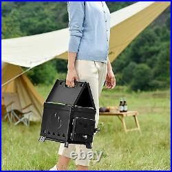 Portable Foldable Wood Burning Stove Camp Tent Stove with Chimney Pipe for nb