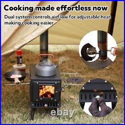 Portable Folding Wood Burning Camping Stove Includes Chimney Pipes and Spar