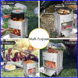 Portable Grill Stove Rack For 2-3 Person Stainless Steel Wood Burning Stove