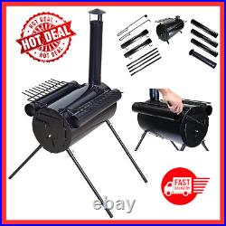 Portable Hot Tent Stove Jack Wood Burning Heater With Vent Pipe Kit For Winter