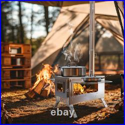 Portable Hot Tent Stove Wood Burning Stove with 7 Stainless Chimney Pipes Camping Portable Hot Tent Stove Wood Burning Stove with 7 Stainless Chimney Pipes Camping