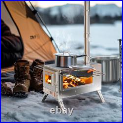 Portable Hot Tent Stove Wood Burning Stove with 7 Stainless Chimney Pipes Camping Portable Hot Tent Stove Wood Burning Stove with 7 Stainless Chimney Pipes Camping