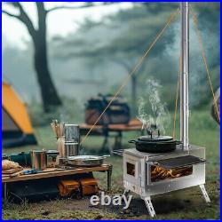 Portable Hot Tent Stove Wood Burning Stove with 7 Stainless Chimney Pipes Camping Portable Hot Tent Stove Wood Burning Stove with 7 Stainless Chimney Pipes Camping