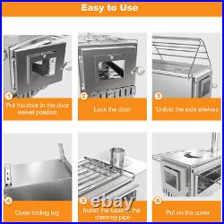 Portable Hot Tent Stove Wood Burning Stove with 7 Stainless Chimney Pipes Camping Portable Hot Tent Stove Wood Burning Stove with 7 Stainless Chimney Pipes Camping