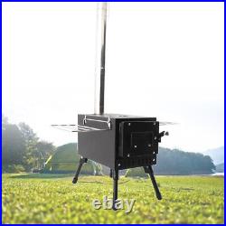 Portable Outdoor Camping Stove Wood Burning Hot Tent Stove with Chimney Pipe