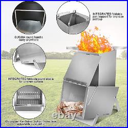 Portable Outdoor Wood Burning Rocket Stove for Camping and Hiking Easy Setup Cam