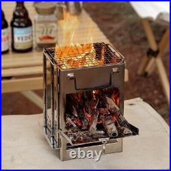 Portable Stainless Steel Camping Folding Wood Burning Stove Outdoor Picnic BBQ