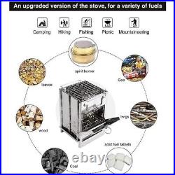 Portable Stainless Steel Camping Folding Wood Burning Stove Outdoor Picnic BBQ