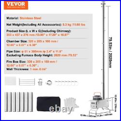 Portable Stainless Steel Camping Tent Stove 80 inch Wood Burning Heater with