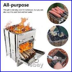 Portable Stainless Steel Camping Wood Burning Camping Stove Outdoor Picnic BBQ