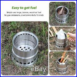 Portable Stainless Steel Outdoor Camping Survival Wood Burning Stove Alcohol BBQ