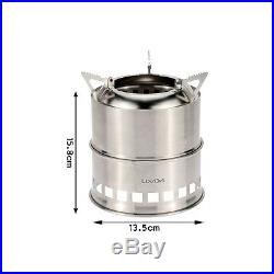 Portable Stainless Steel Outdoor Camping Survival Wood Burning Stove Alcohol BBQ