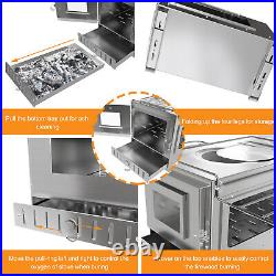 Portable Stainless Steel Wood Burning Stove with 7 Chimney Pipes for Tent, Cooking Portable Stainless Steel Wood Burning Stove with 7 Chimney Pipes for Tent, Cooking