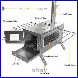 Portable Stainless Steel Wood Burning Stove with 7 Chimney Pipes for Tent, Cooking Portable Stainless Steel Wood Burning Stove with 7 Chimney Pipes for Tent, Cooking