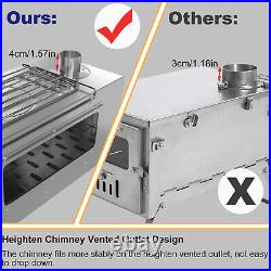 Portable Stainless Steel Wood Burning Stove with 7 Chimney Pipes for Tent, Cooking Portable Stainless Steel Wood Burning Stove with 7 Chimney Pipes for Tent, Cooking