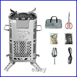 Portable Stainless Steel Wood Burning Stove with Built-in Fan Firewood Stoves iD