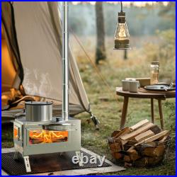 Portable Tent Stove Camping Wood Burning Stove Backyard Stove with 7 Chimney Pipes Portable Tent Stove Camping Wood Burning Stove Backyard Stove with 7 Chimney Pipes